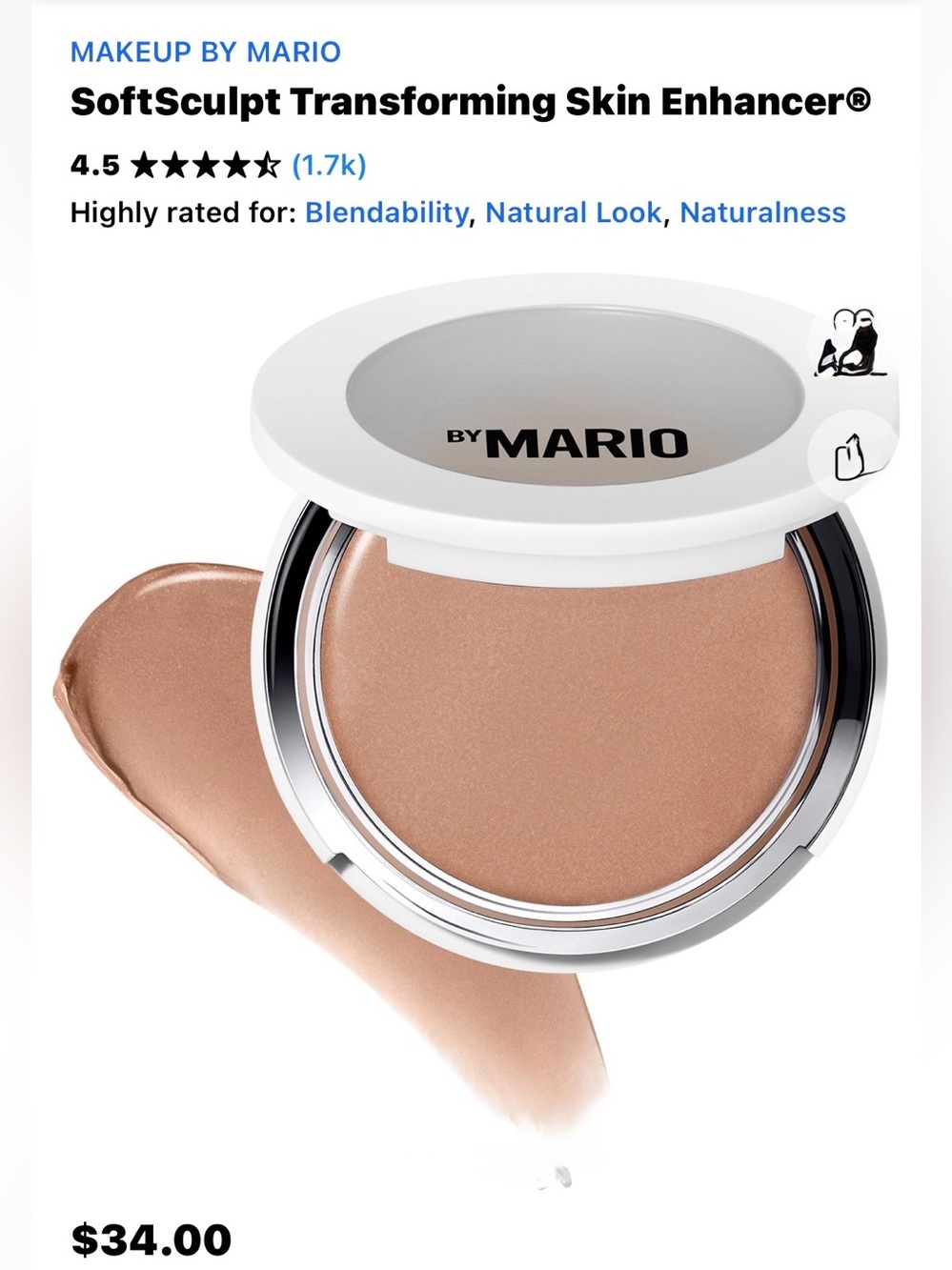 MAKEUP BY MARIO SoftSculpt Transforming Skin Enh. Light medium swatched 1x nobox